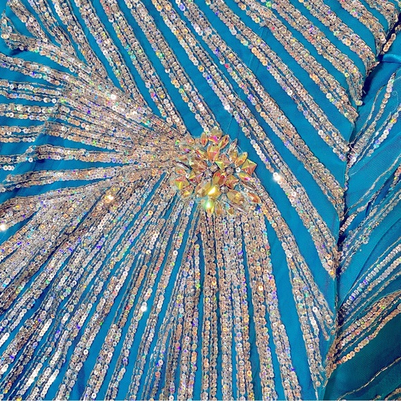 Jovani Prom Dress - Silver & Turquoise, Size 2 - Picture 9 of 13